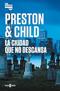Preston & Child book cover with cemetery and cityscape