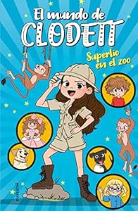 Children's book cover, "El mundo de Clodett", zoo adventure.